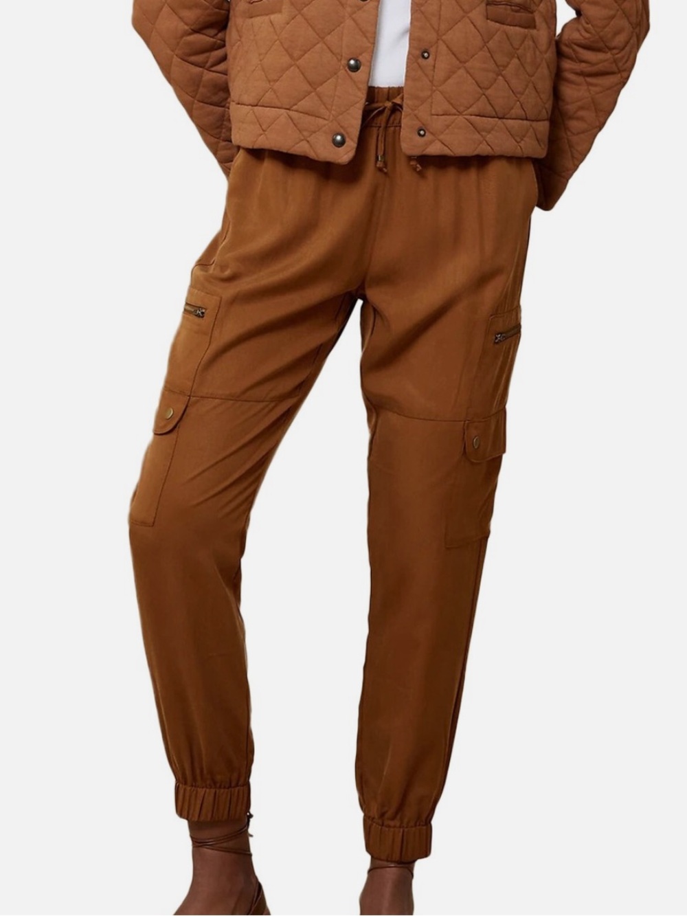BANANA REPUBLIC Tencel Cargo Elastic Waist Pockets Brown Jogger Pants